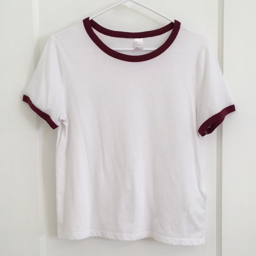 H&M Girls White Tee with Red Outline